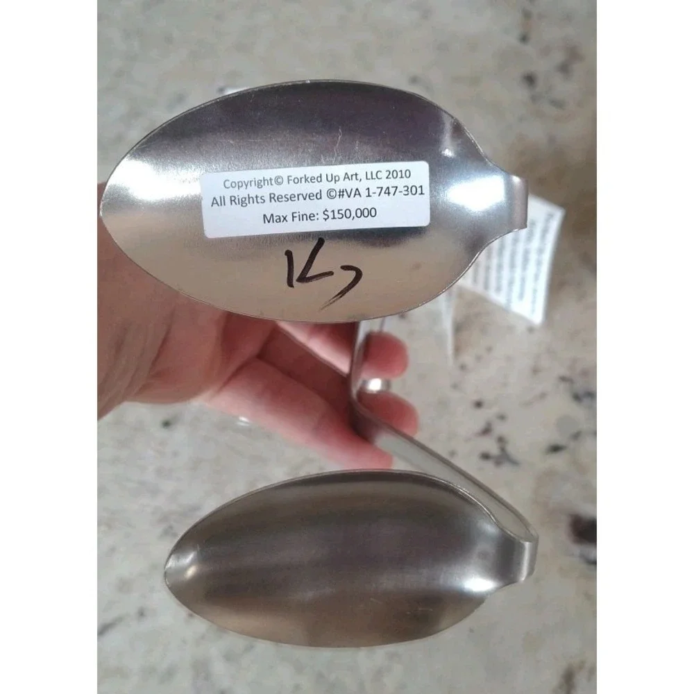Forked Up Art Sculpture Recipe‎ Card Holder Stainless Steel USA New